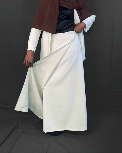 Side Wrap Maxi Skirt Suit - Beige